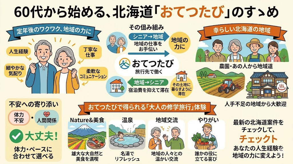 【結論】60代が北海道でおてつたびを満喫してワクワクする生きがいを見つける方法