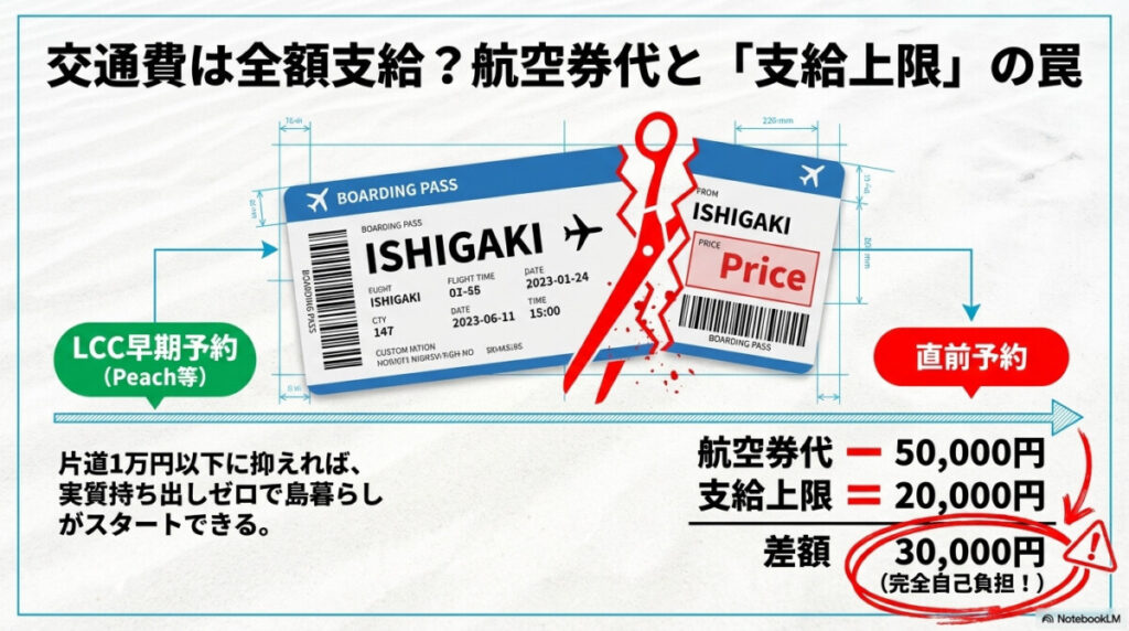 交通費は全額支給される？石垣島への航空券代と支給上限の罠