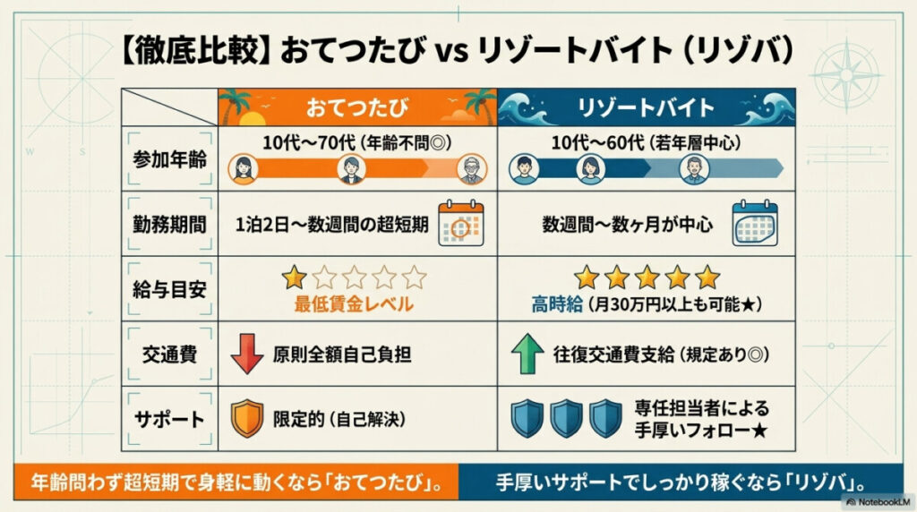 おてつたびVSリゾートバイト