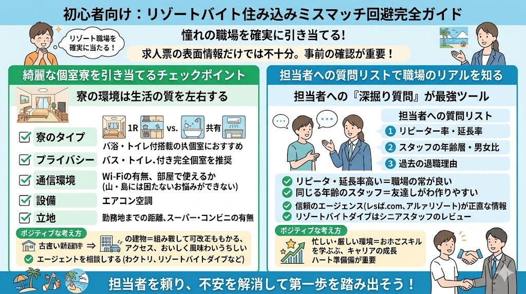 初心者がポジティブに理想の住み込みリゾートバイトを見つけるための「回避」マニュアル