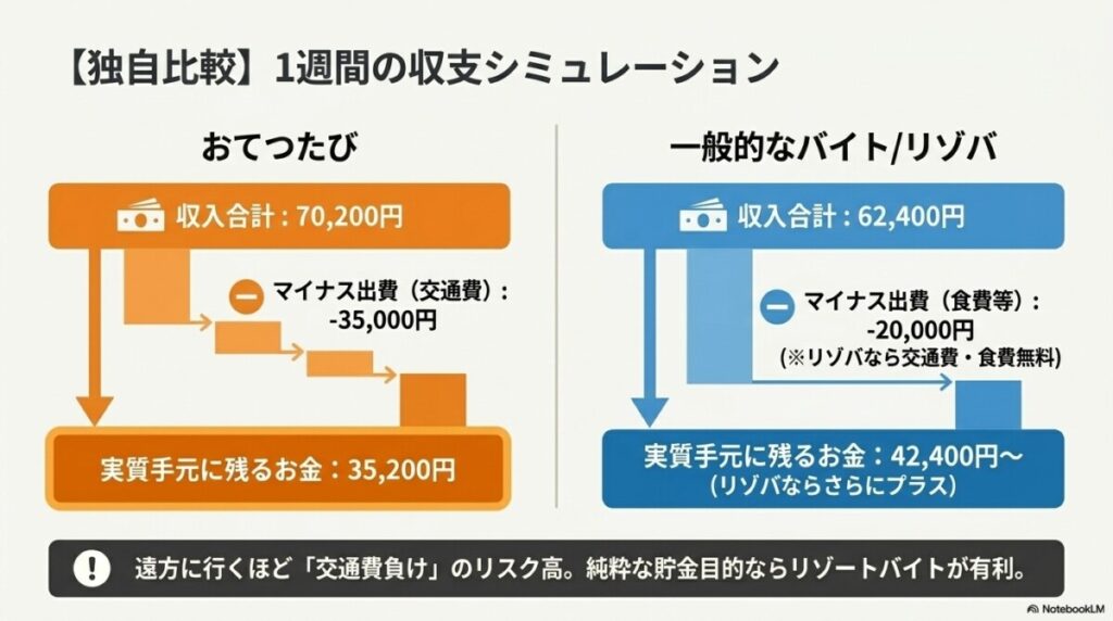 おてつたび リゾートバイト 違いの図解