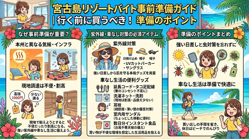 宮古島リゾートバイトに必須の持ち物と事前準備