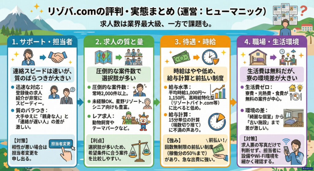 リゾバ.comの口コミ・評判　図解イラスト