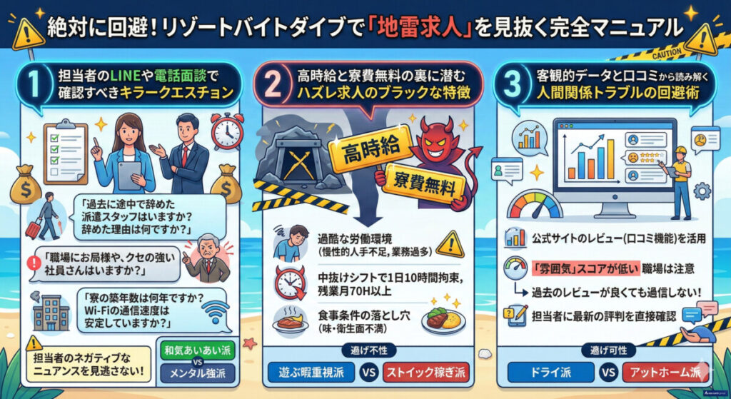 リゾートバイトダイブで地雷求人を見抜くマニュアル