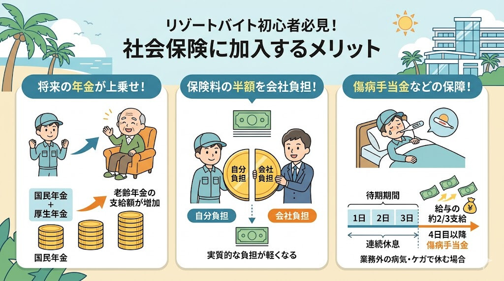 社会保険に加入するメリットをわかりやすく図解