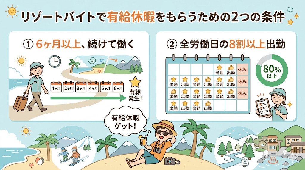 結論!同じ派遣会社で6ヶ月継続勤務すれば絶対に付与されるをわかりやすく図解