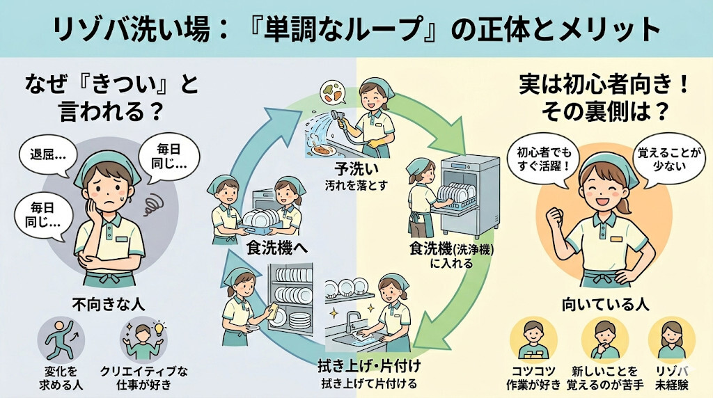 ② 同じ作業の永遠ループ!単調さに飽きるをわかりやすく図解