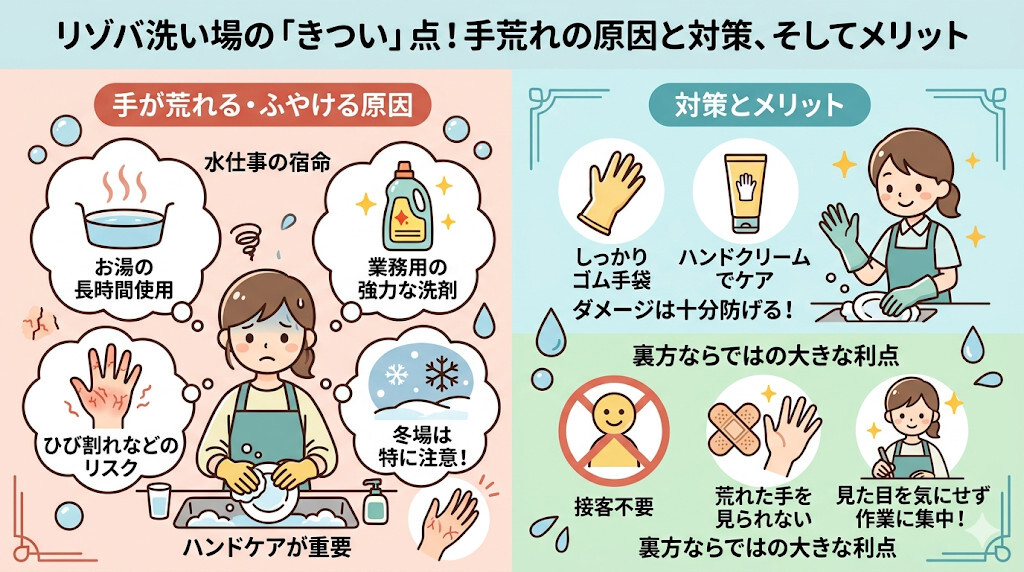 ③ お湯と洗剤のダメージ!手が荒れる・ふやけるをわかりやすく図解