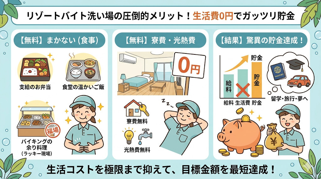 まかないでお腹いっぱい!生活費を極限まで削れるをわかりやすく図解