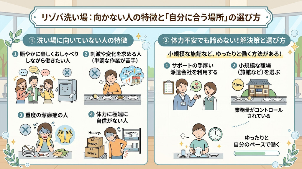 向いていない人(人と話したい・体力に自信がない・潔癖症)をわかりやすく図解