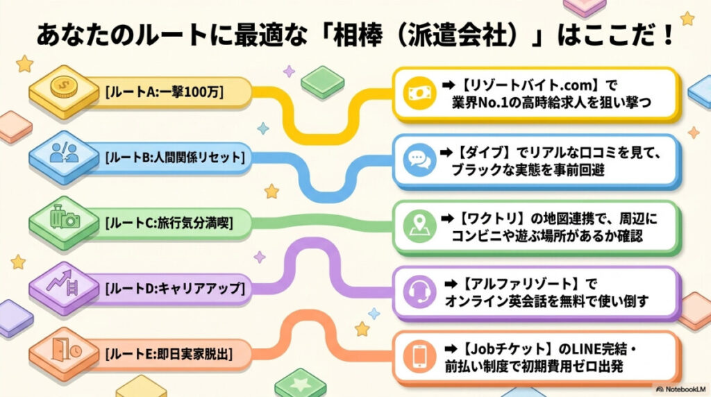 あなたのルートに最適な「相棒(派遣会社)」はここだ!