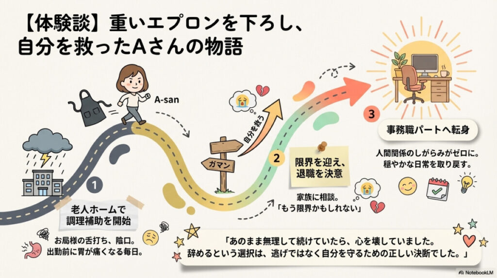 【体験談】調理補助の人間関係に疲れ「やめて救われたAさん」のストーリー