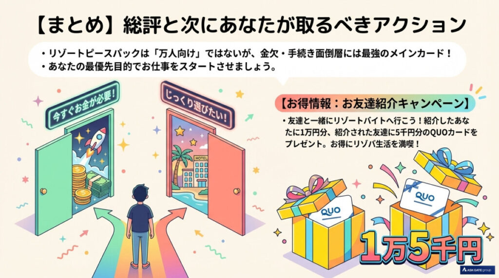 まとめ】リゾートピースパックの総評と、次にあなたが取るべきアクション