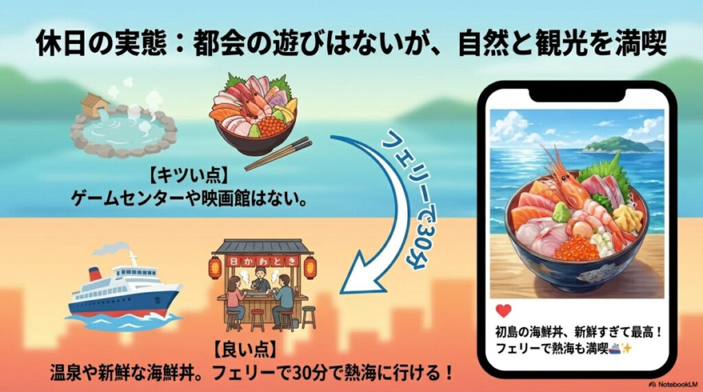 休日の過ごし方:娯楽ゼロで限界?フェリーで行く熱海観光と絶品「海鮮」