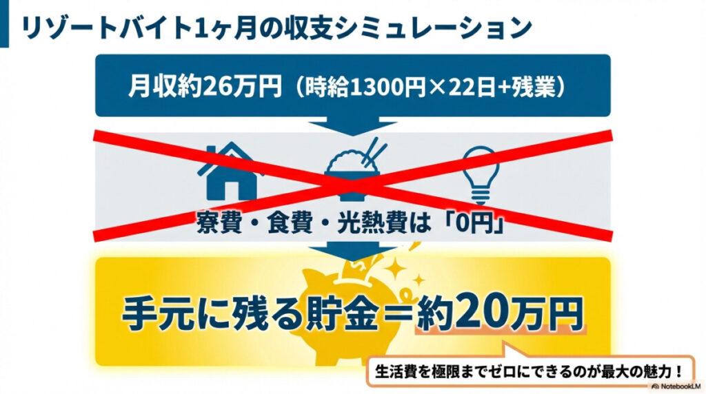 ズバリ！リゾートバイト1ヶ月の収支シミュレーション（貯金20万円のリアル）