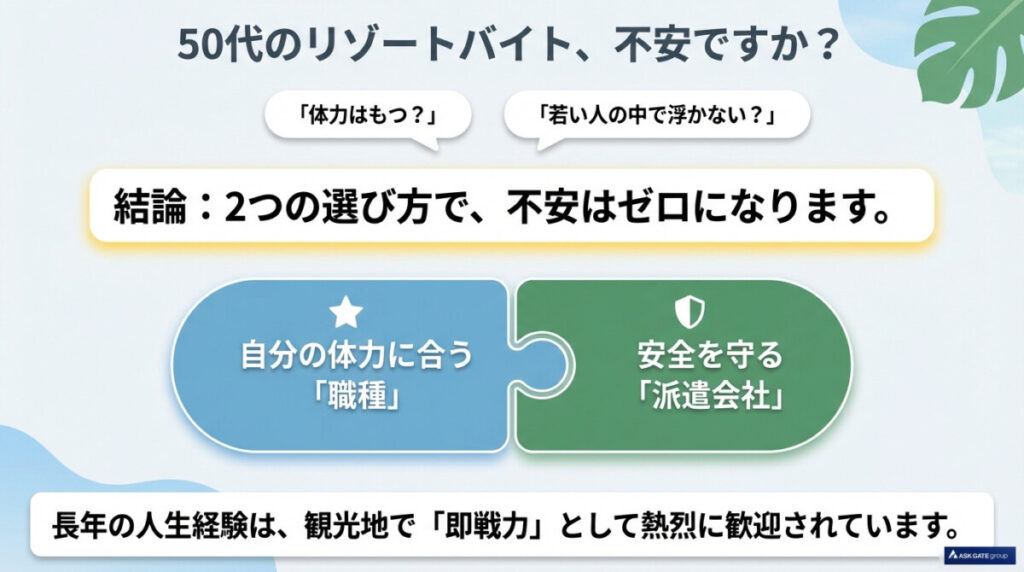【結論】50代リゾートバイトの一番人気職種と派遣会社!失敗しないための地雷回避とは?