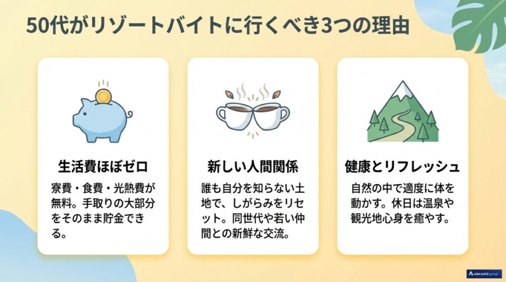 50代がリゾートバイトに行くべき3つの理由(メリット)