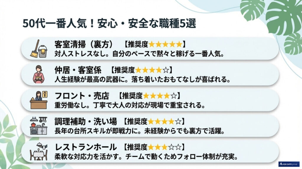 50代が選ぶべき「安心・安全」な人気職種5選