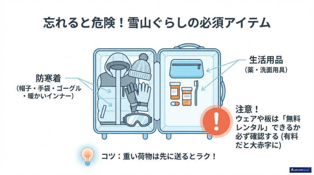 スキー場バイトの持ち物と事前準備
