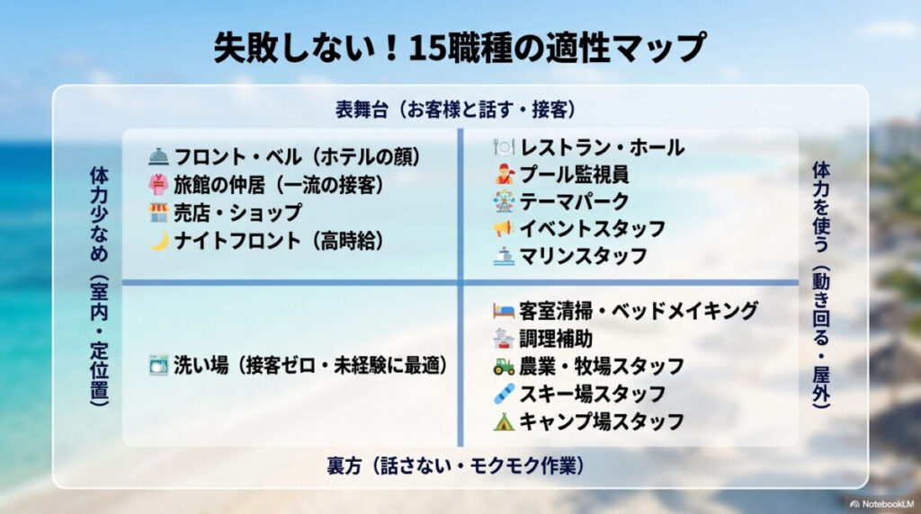 リゾートバイト短期でおすすめの職種15選!未経験・高時給で稼ぐ