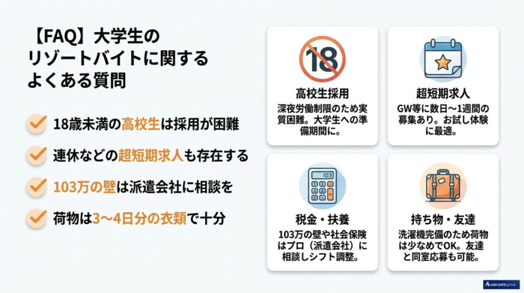 【FAQ】大学生のリゾートバイトに関するよくある質問