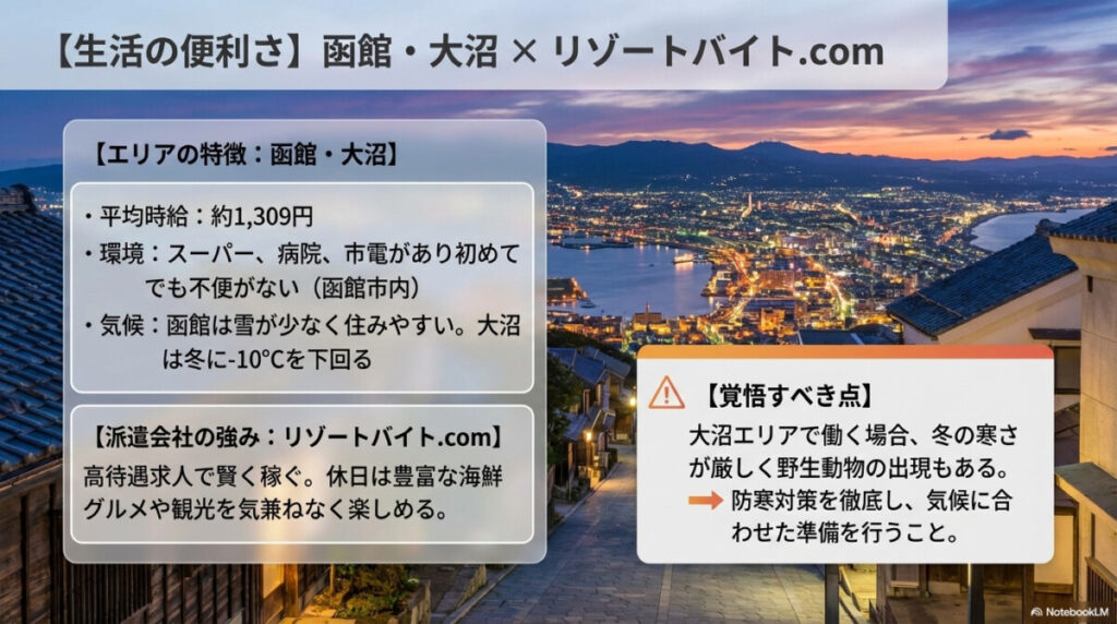 【目的別】生活の便利さと歴史的街並みなら「函館・大沼」×「リゾートバイト.com」