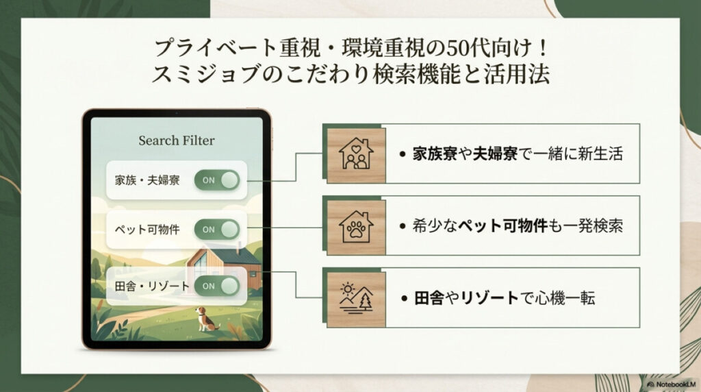 プライベート重視・環境重視の50代向け!スミジョブのこだわり検索機能と活用法(ショートカット)