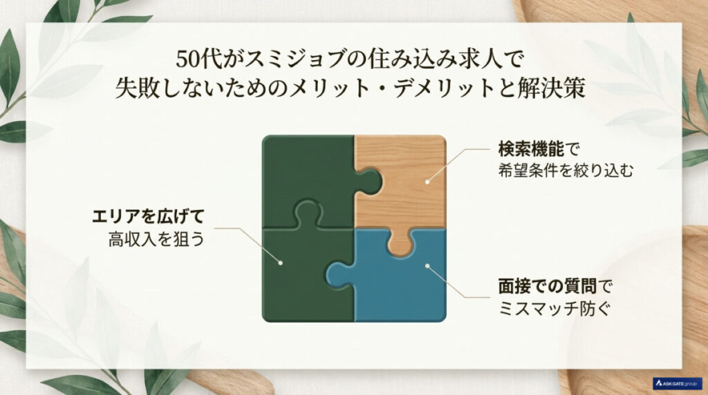 50代がスミジョブの住み込み求人で失敗しないためのメリット・デメリットと解決策