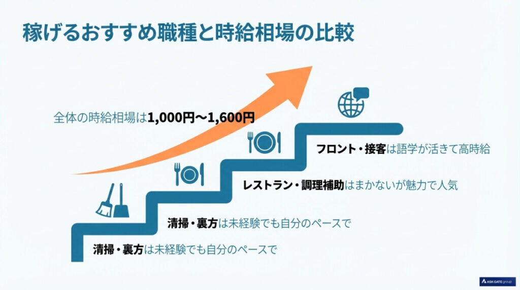 5. 大阪のリゾートバイトで稼げるおすすめ職種と時給相場の比較