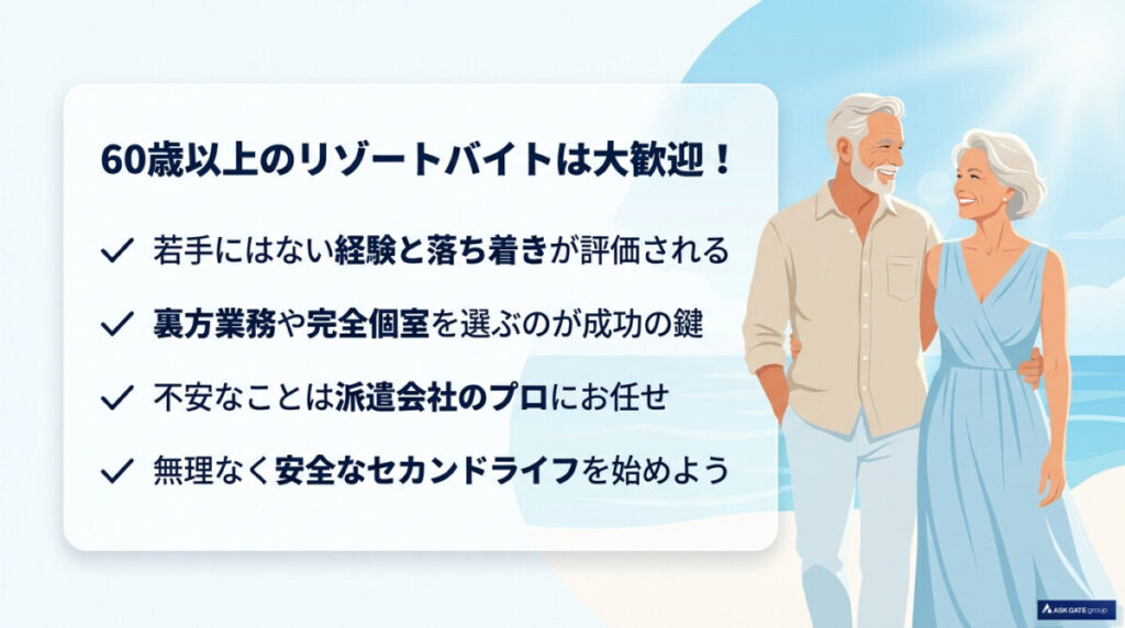 夫婦OK！リゾートバイト 60歳以上 おすすめ派遣会社5選と体験談　導入
