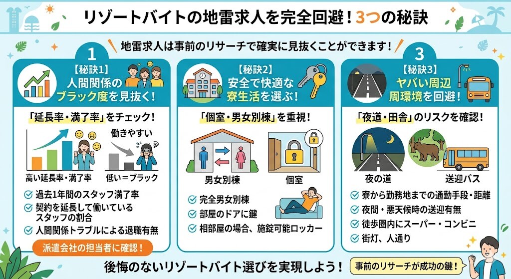 リゾートバイトの地雷求人を見抜く!危ないトラブルを回避する3つの秘訣